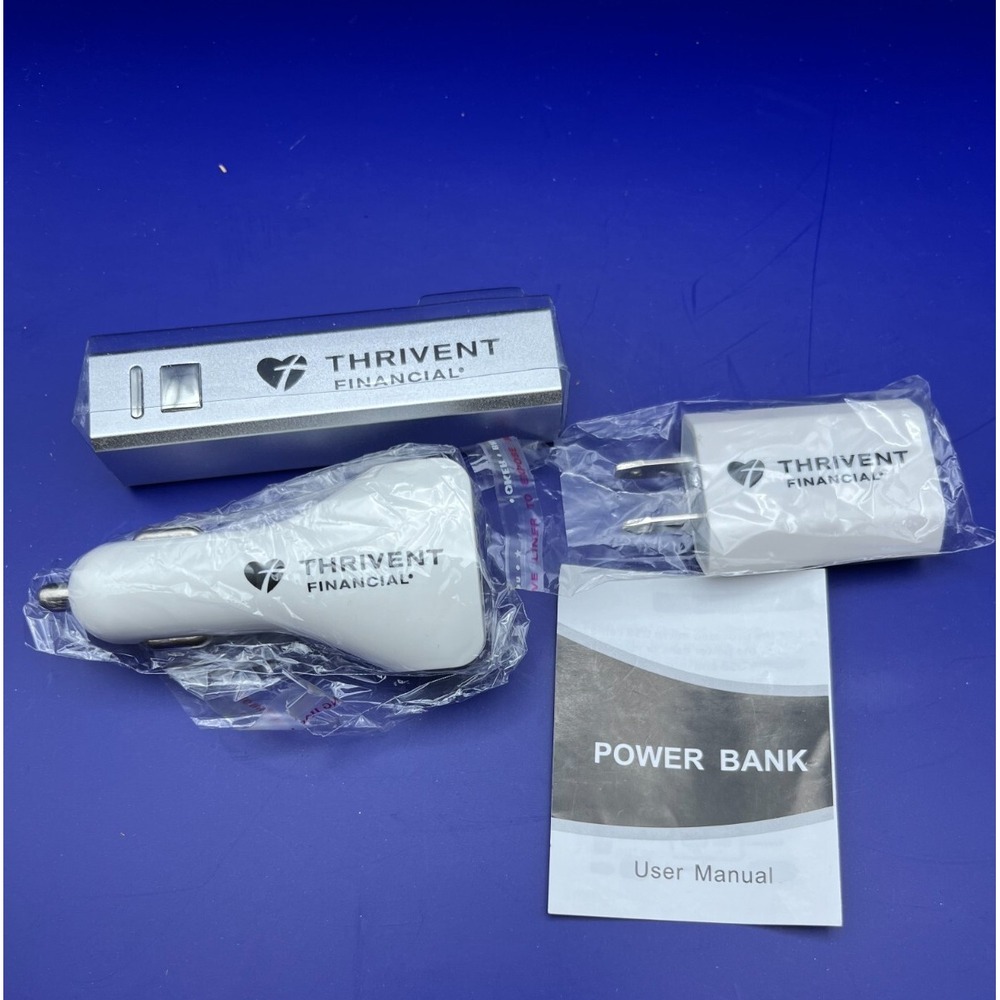 Thrivent Financial Portable Power Bank Set – USB Charger, Car Adapter, Wall Plug